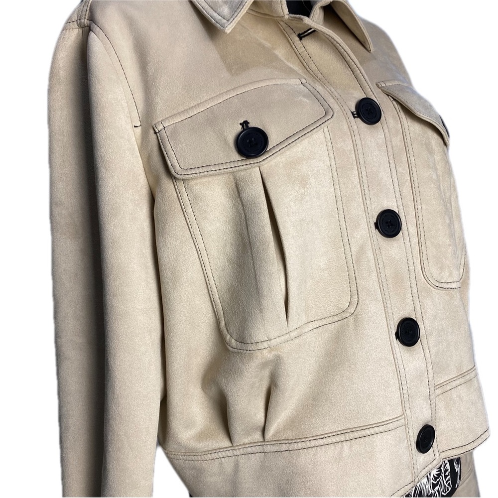 NWOT Marc New York Soft latte faux suede coat cropped button-down jacket nude XL - Picture 6 of 13